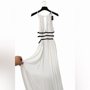Express White Maxi Dress w/ Black Trim | Sleeveless Halter | NWT | Size S